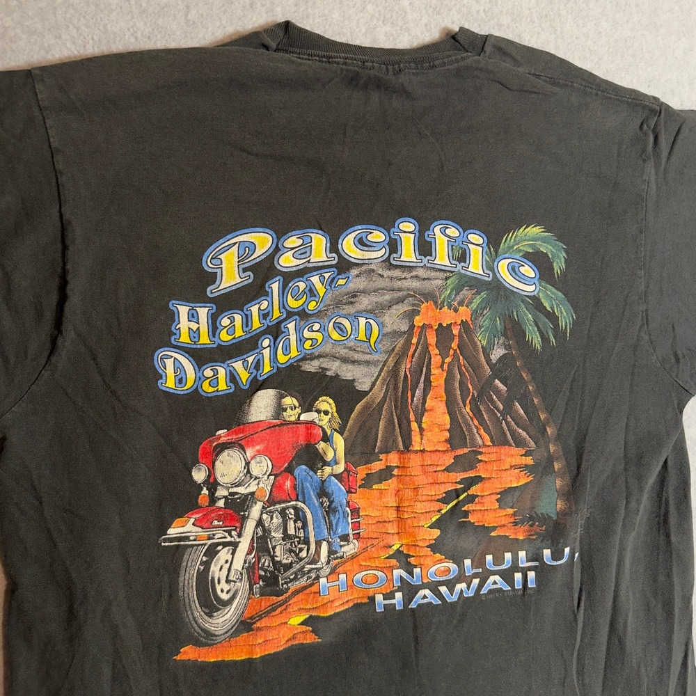 Vintage 1991 Harley Davidson Honolulu Hawaii T-Shirt XL Black Single Stitch USA